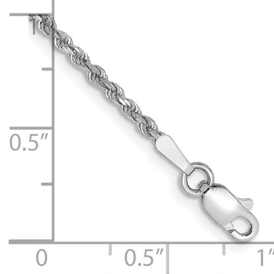 Cadena de cuerda con corte de diamante de 1,75 mm en oro blanco de 10 k