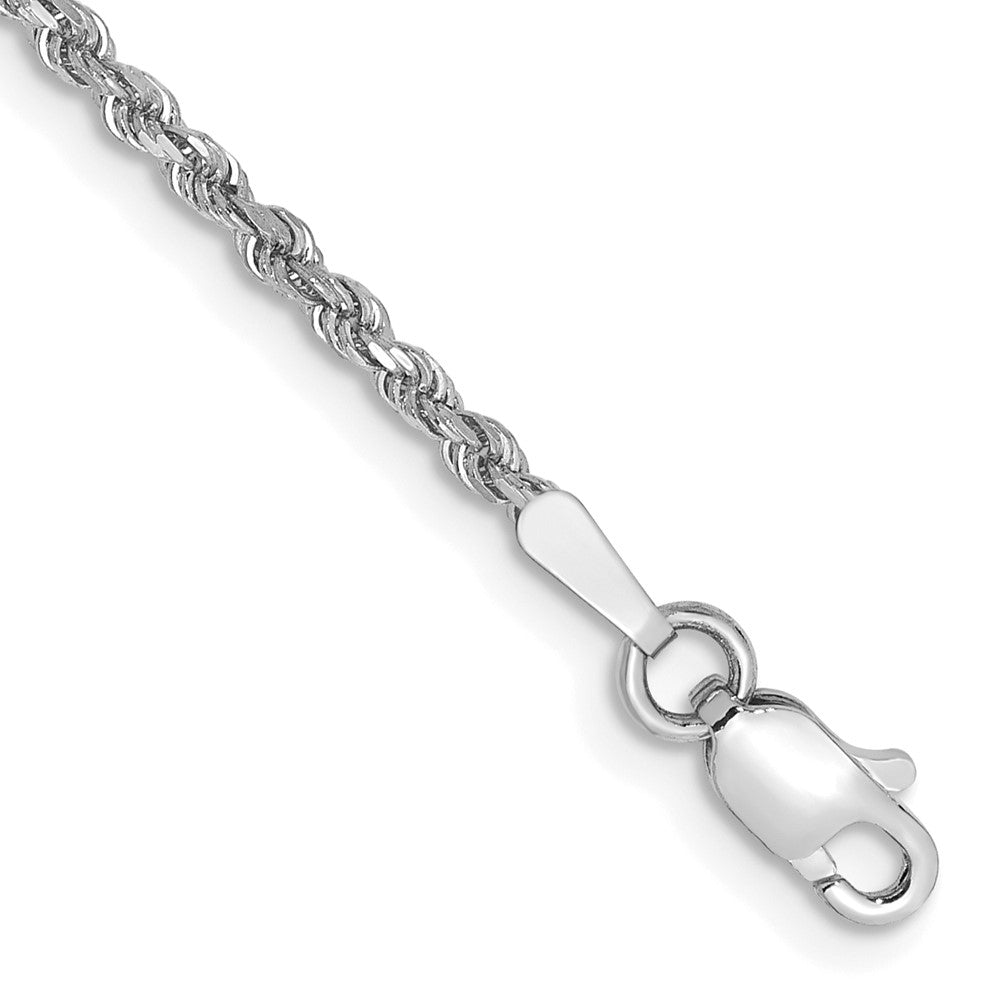 Tobillera de Cadena de Cuerda con Corte Diamante de 1.75 mm en Oro Blanco de 14k