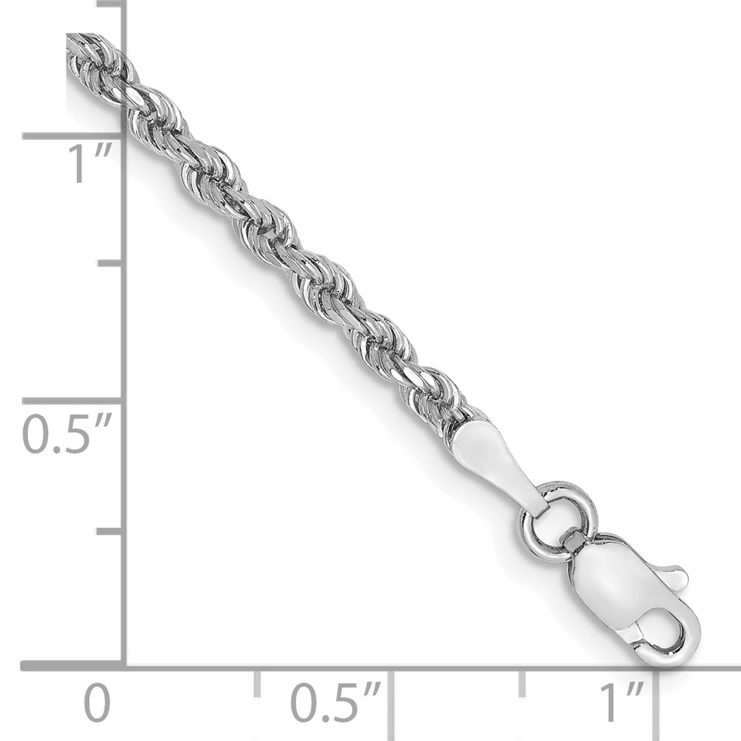 Cadena de cuerda cortada con diamante de oro blanco de 10k de 2.25 mm