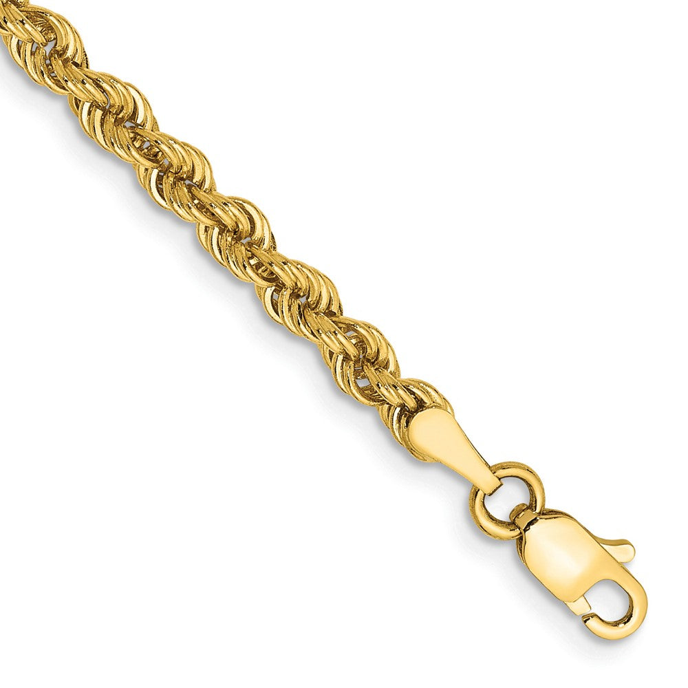 Pulsera de cuerda regular de 14k y 3 mm