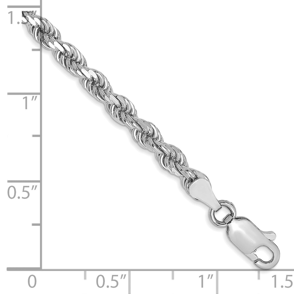 Cadena de cuerda cortada con diamante de oro blanco de 10k de 3.5 mm