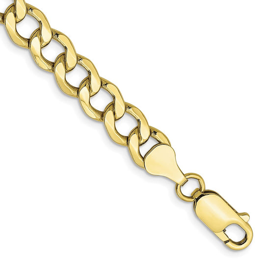 Pulsera de eslabones curb semi-sólida de 7mm en oro de 10k