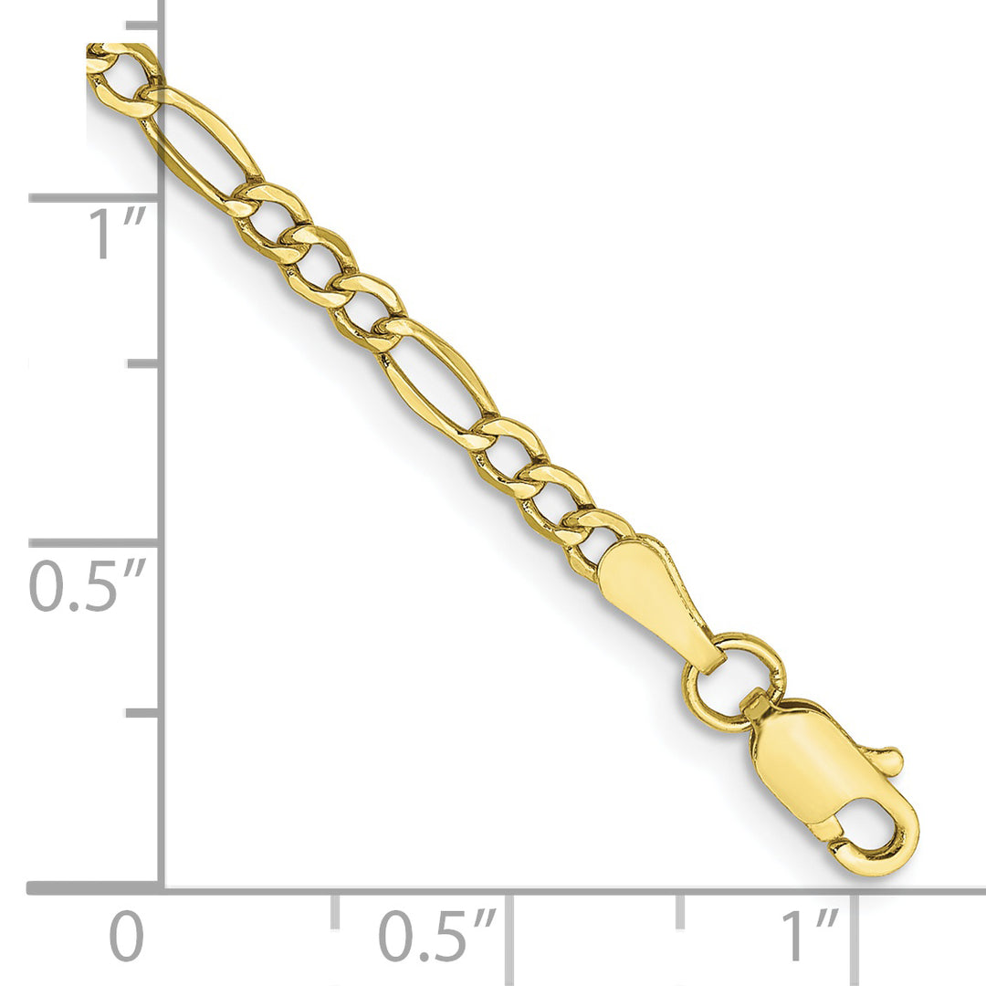 Tobillera de Cadena Figaro Semisólida de 10k y 2.5 mm