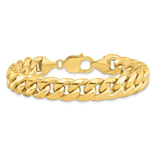 Pulsera Semi-Sólida Miami Cuban de Oro Amarillo de 10k de 11mm