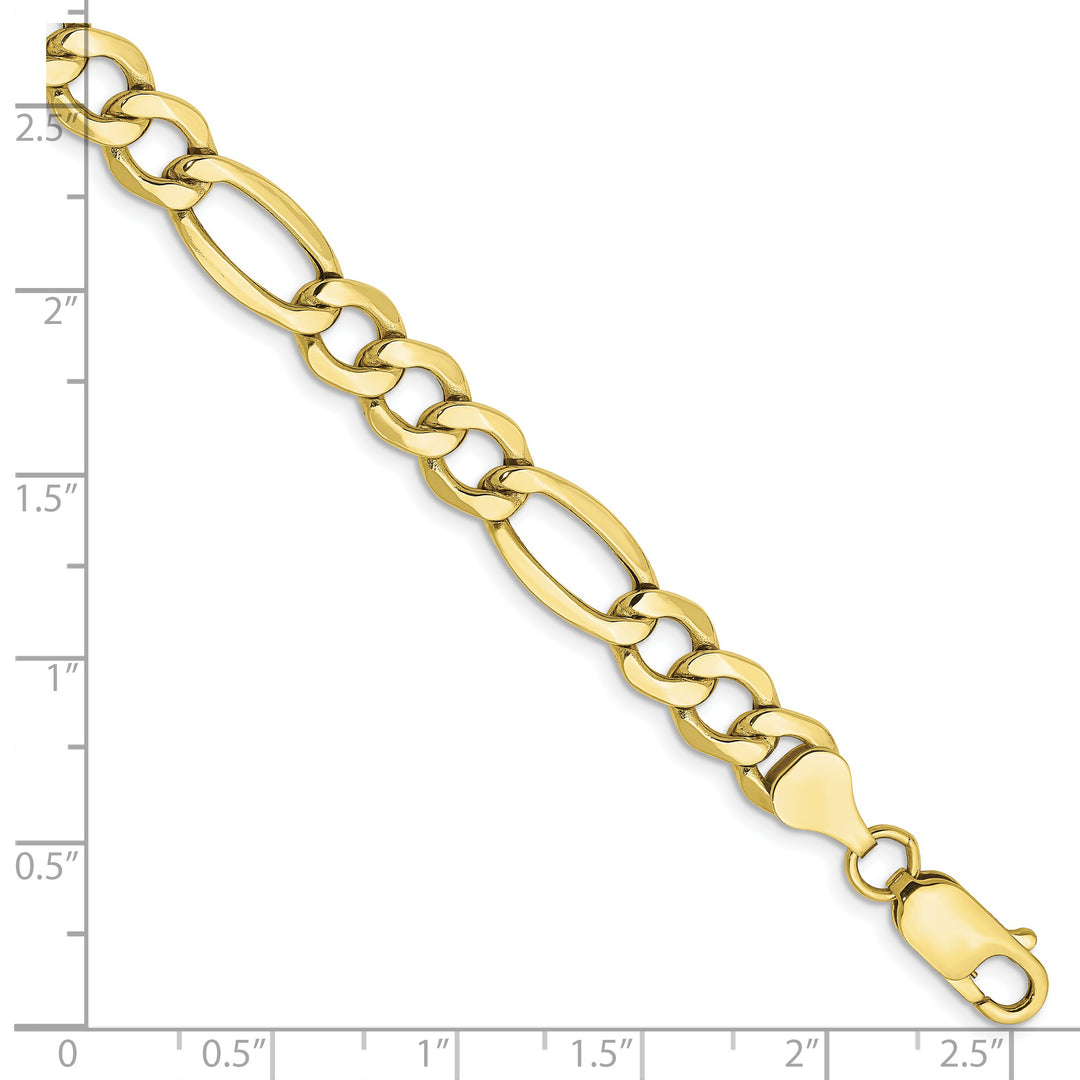 Pulsera Figaro Semi-Sólida de 7.3mm en Oro de 10k