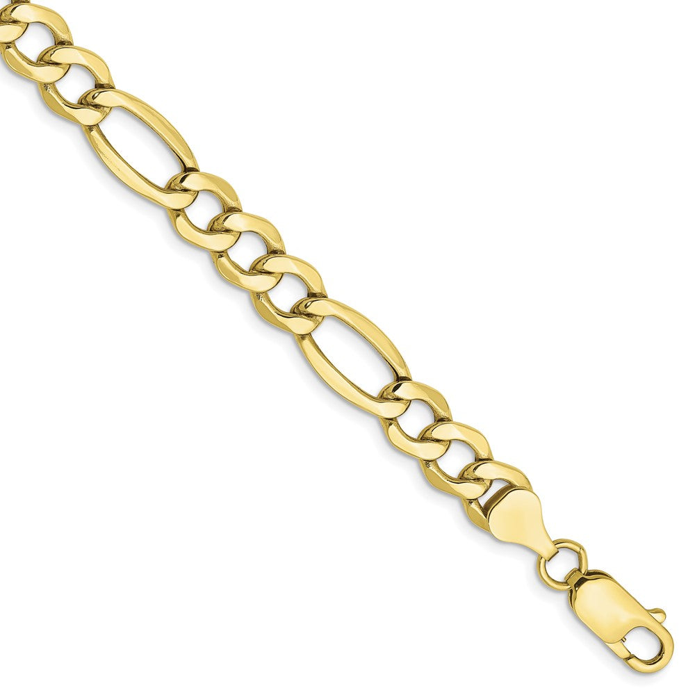 Pulsera Figaro Semi-Sólida de 7.3mm en Oro de 10k