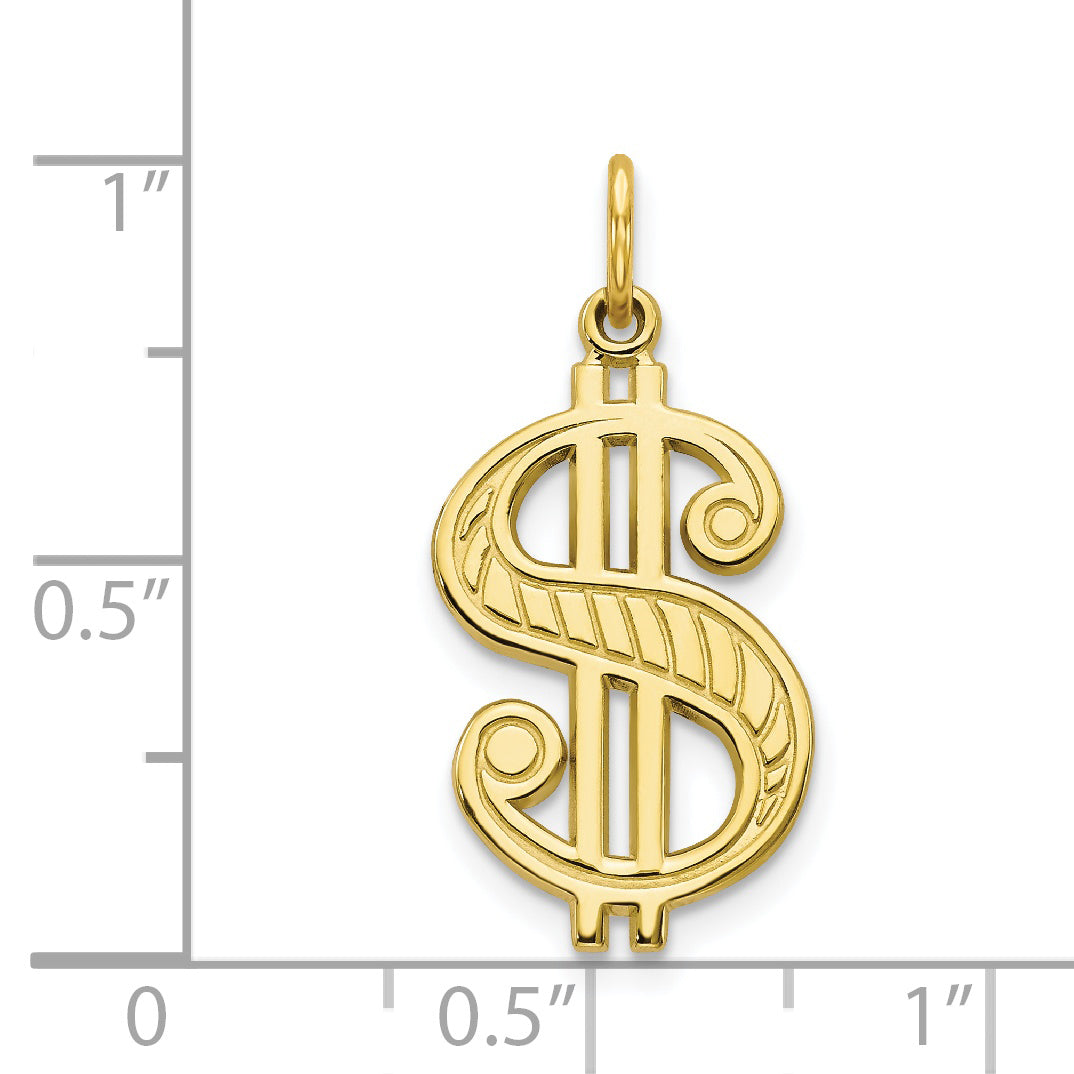 Colgante de Signo de Dólar Sólido Pulido de 10k