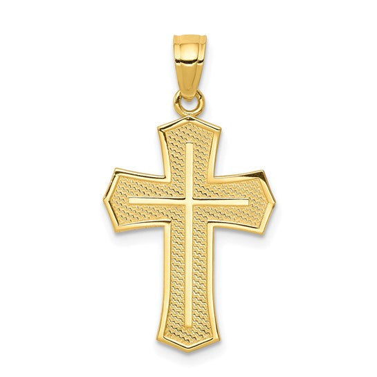 Colgante Reversible de Cruz de la Pasión con JESÚS en Oro de 10k