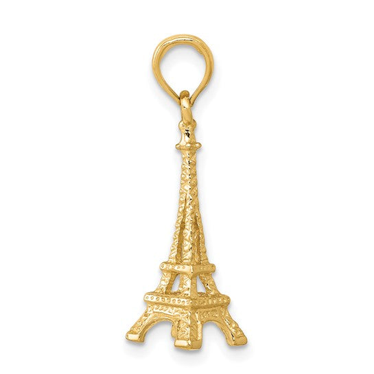 Dije 3D de la Torre Eiffel en Oro Amarillo de 10k Pulido