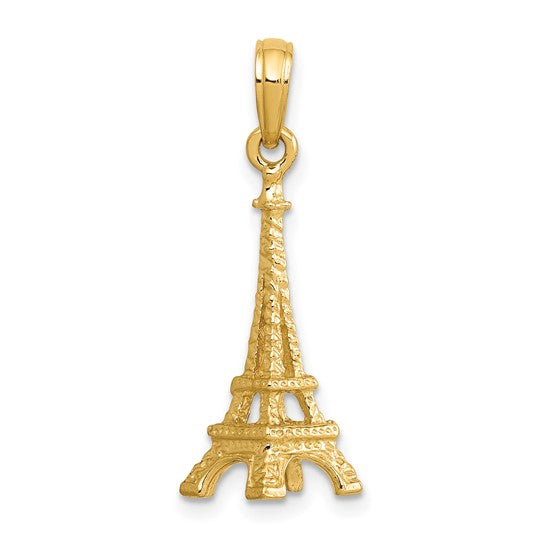 Dije 3D de la Torre Eiffel en Oro Amarillo de 10k Pulido