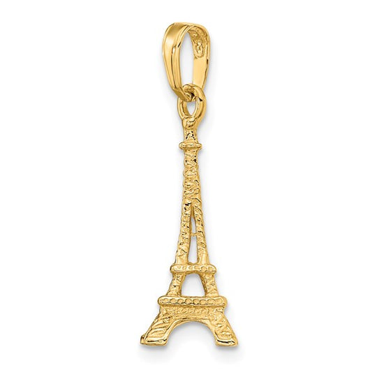 Dije 3D de la Torre Eiffel en Oro Amarillo de 10k Pulido