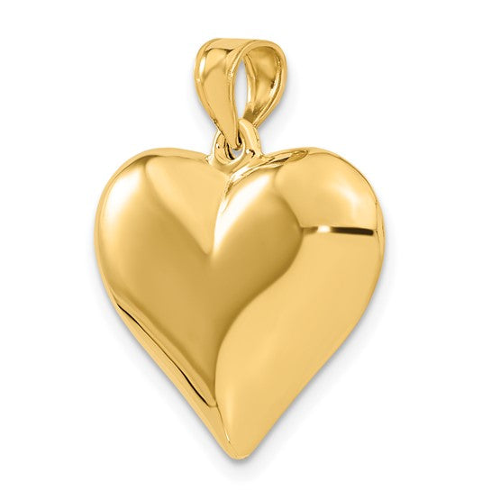 Dije Corazón 3D Pulido en Oro Amarillo de 10k