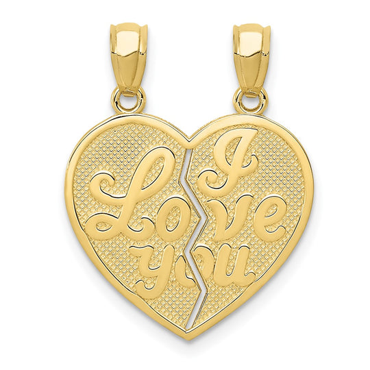 Colgante Reversible Corazón "Te Amo" con Pieza Separada 10K