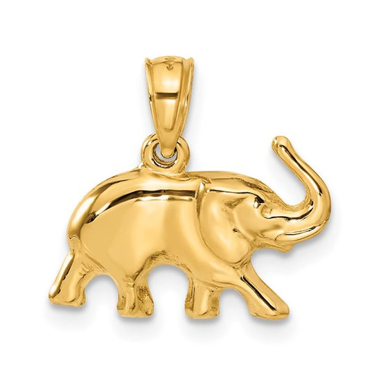 Colgante de Elefante en Oro de 10K 3D