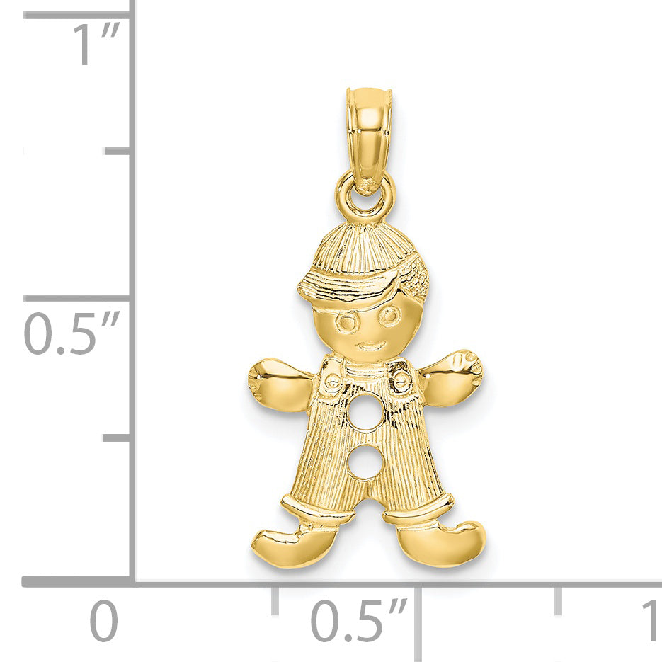 Dije Niño Juguetón con Botones Cortados en Oro Amarillo de 10K