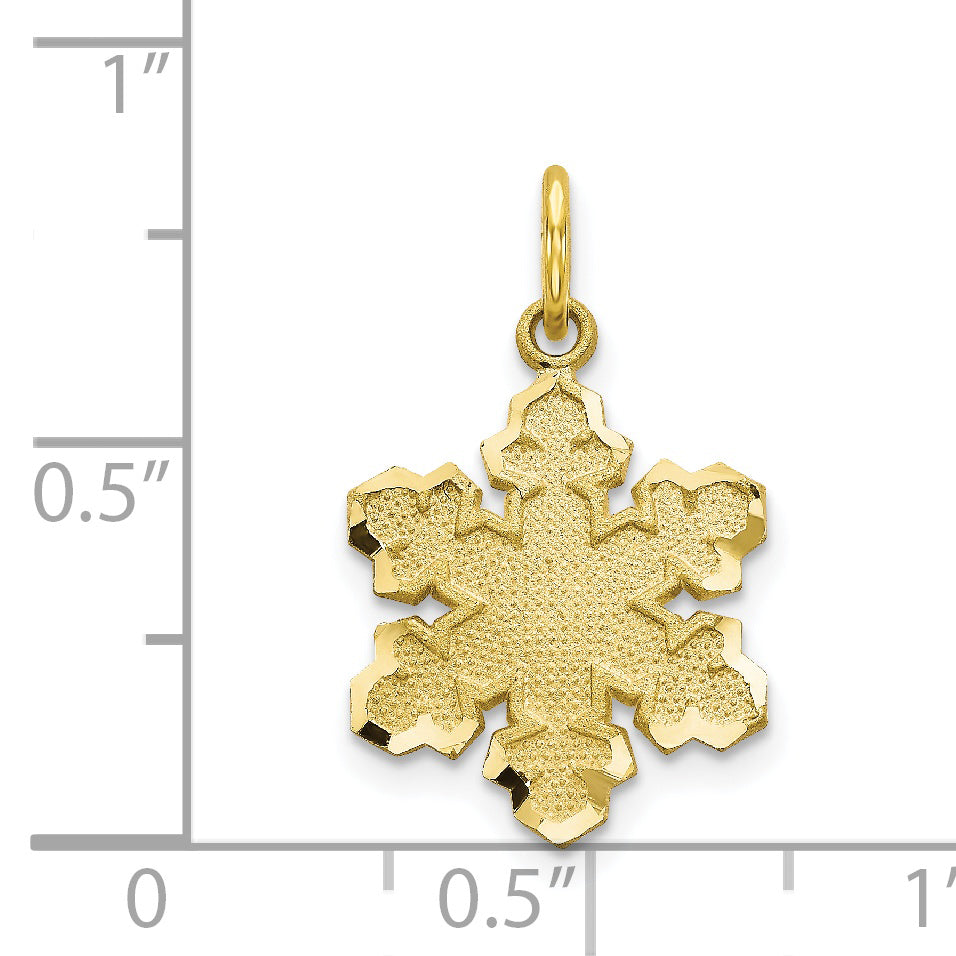 Dije de Copo de Nieve Sólido y Satinado en Oro Amarillo de 10K