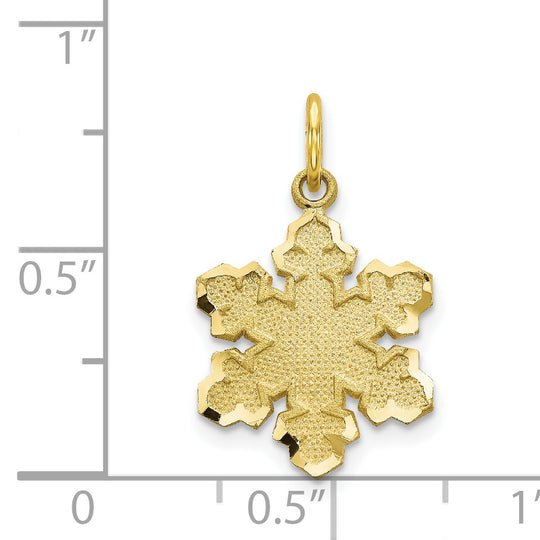 Dije de Copo de Nieve Sólido y Satinado en Oro Amarillo de 10K