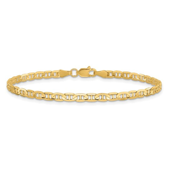 Pulsera de Ancla Cóncava de 3 mm en Oro Amarillo de 10k