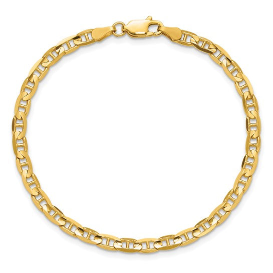 Pulsera Ancla Cóncava de Oro Amarillo de 10k, 3.75mm