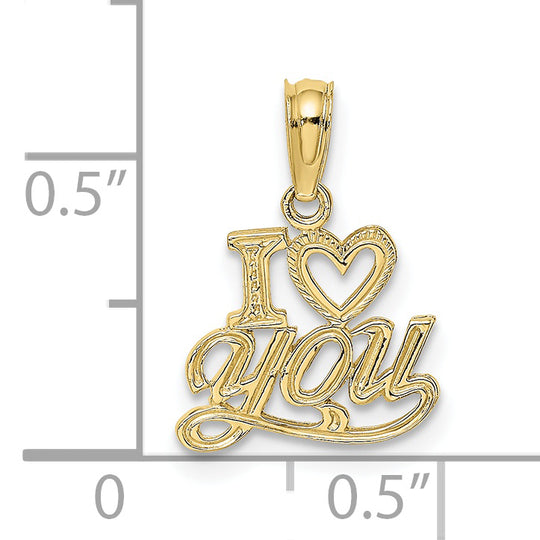 Dije "I HEART YOU" Pulido y Texturizado en Oro Amarillo de 10K