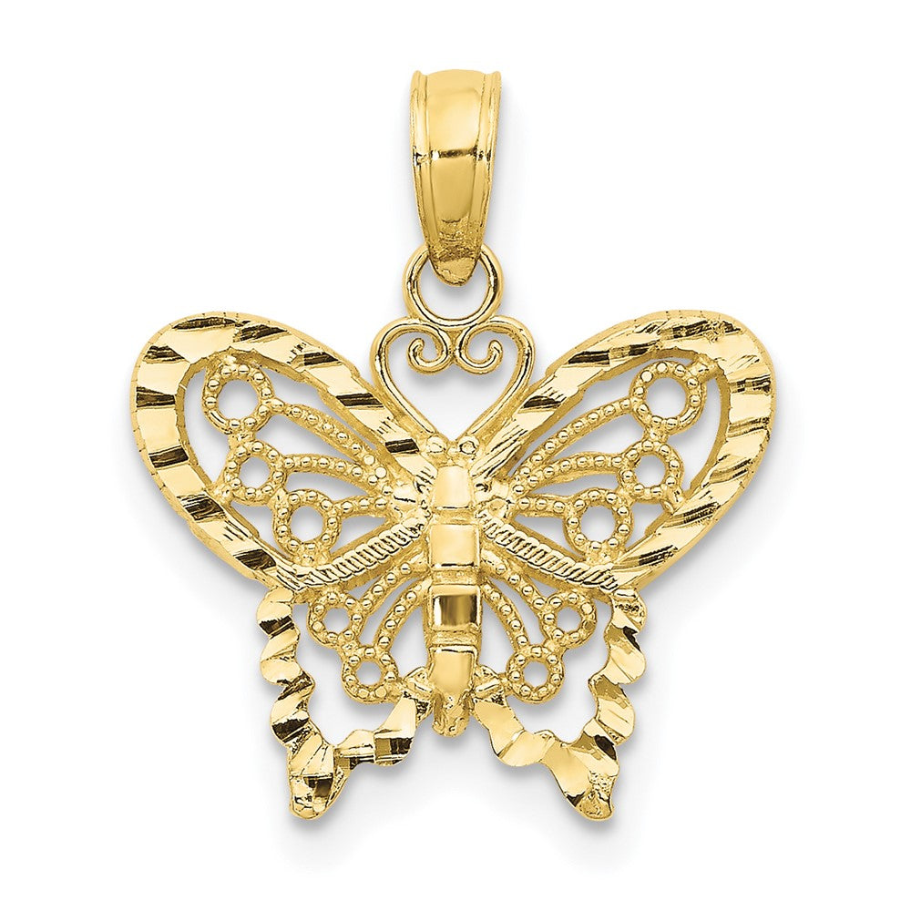 Dije de Mariposa con Corte Diamante en Oro de 10k