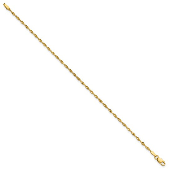 Cadena de Pulsera 10K Extra-Ligera D/C Estilo Cuerda, 1.8 mm