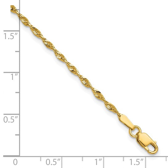 Cadena de Pulsera 10K Extra-Ligera D/C Estilo Cuerda, 1.8 mm