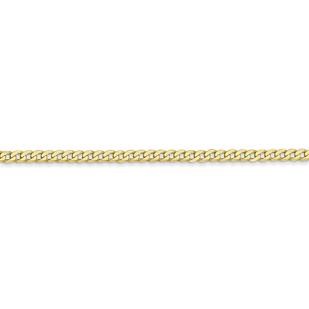 Cadena Curb Bevelada Plana de 10k Oro Amarillo de 2.2mm