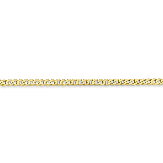 Cadena Curb Bevelada Plana de 10k Oro Amarillo de 2.2mm