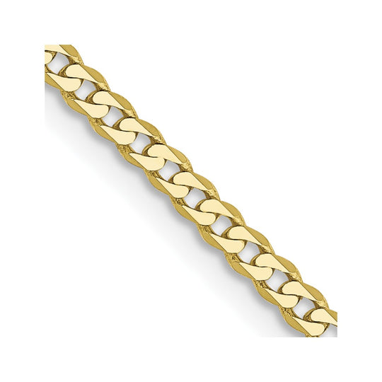 Cadena Curb Bevelada Plana de 10k Oro Amarillo de 2.2mm (24 pulgadas)