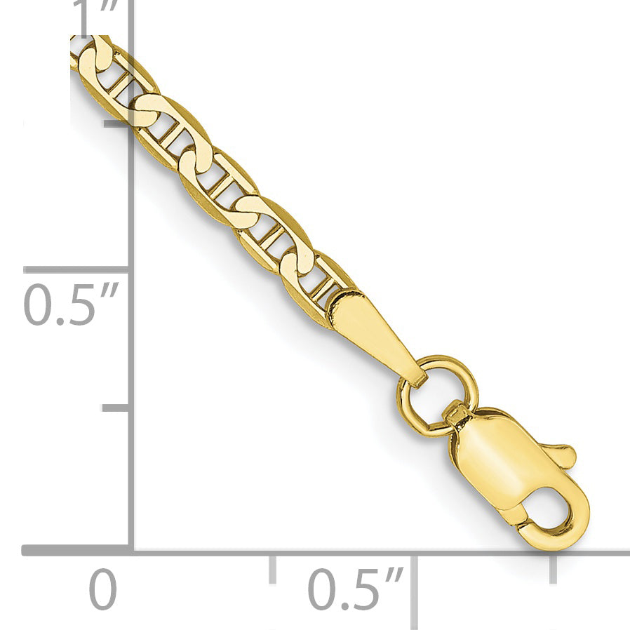 Tobillera con Cadena de Ancla Plana de 10k y 2.4 mm