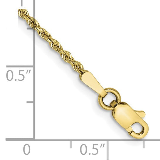 Cadena de Cuerda Cortada Diamante de 1.5mm en Oro Amarillo de 10k