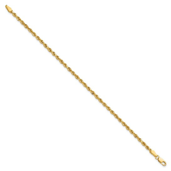 Cadena de Cuerda Cortada Diamante de 3mm en Oro Amarillo de 10k