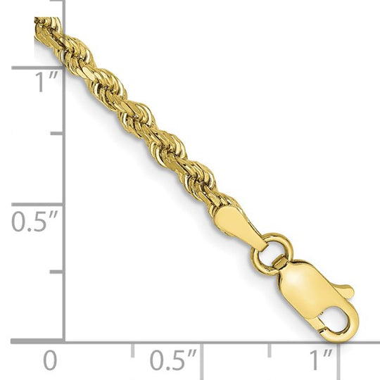 Cadena de Cuerda Cortada Diamante de 3mm en Oro Amarillo de 10k