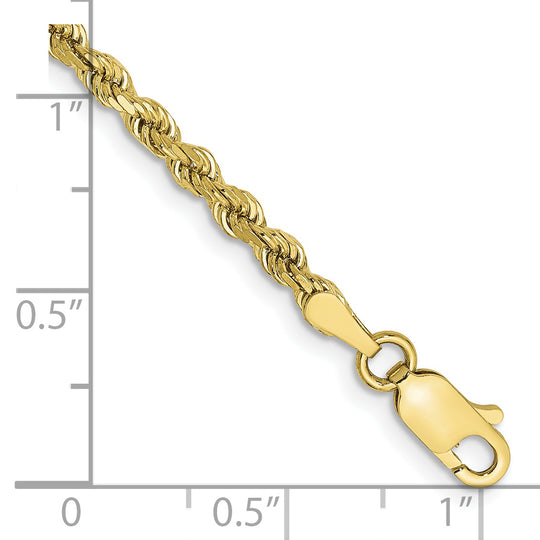 Cadena de Cuerda Cortada Diamante de 2.75mm en Oro Amarillo de 10k