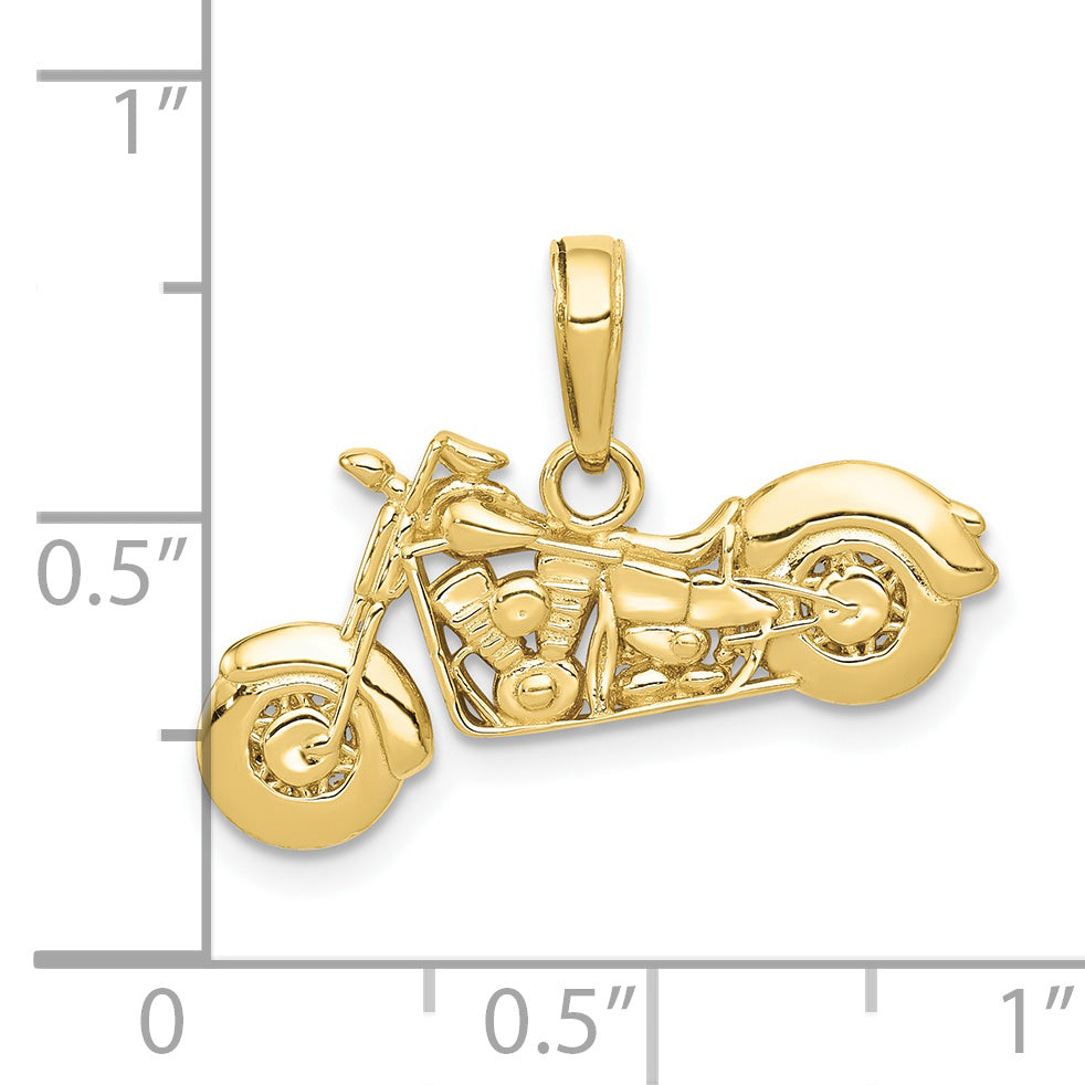 Dije de Motocicleta 3D Texturizado en Oro Amarillo de 10k