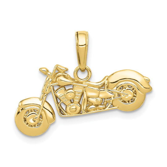 Dije de Motocicleta 3D Texturizado en Oro Amarillo de 10k