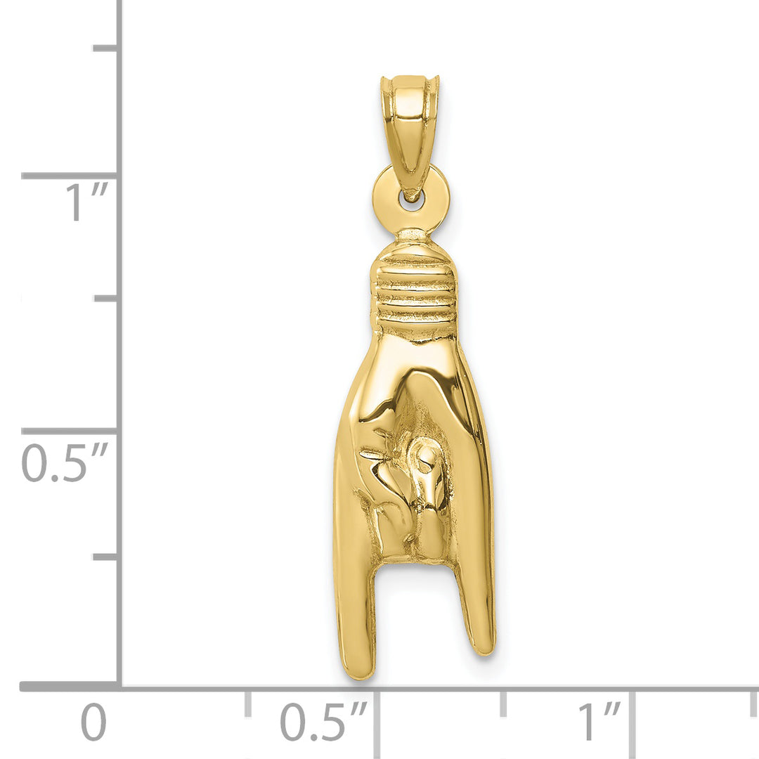 Dije 3D Hueco de Signo Rock On en Oro de 10k