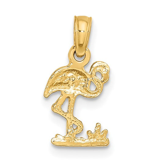 Dije Mini Flamingo en Oro Amarillo de 10K