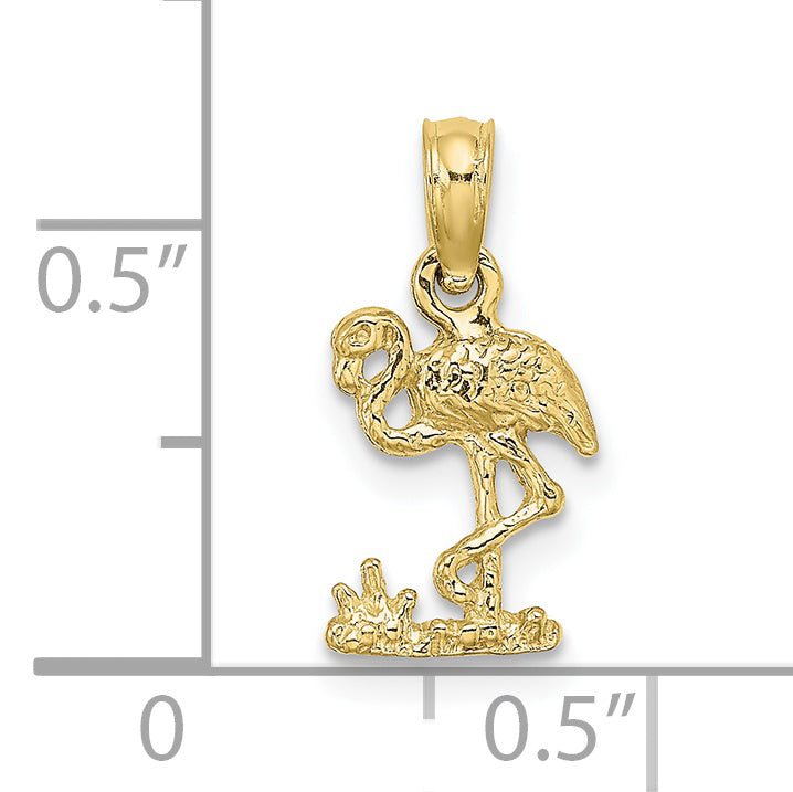 Dije Mini Flamingo en Oro Amarillo de 10K