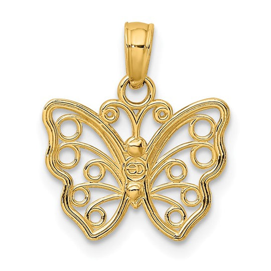 Dije Pequeño de Mariposa Cortada en Oro Amarillo de 10K