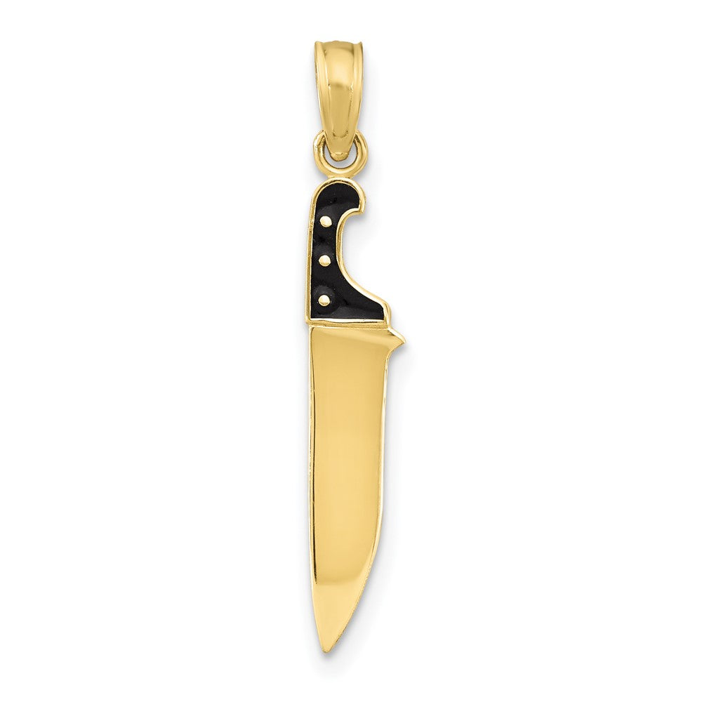 Dije de Cuchillo de Carnicero 3D con Esmalte Negro en Oro de 10k