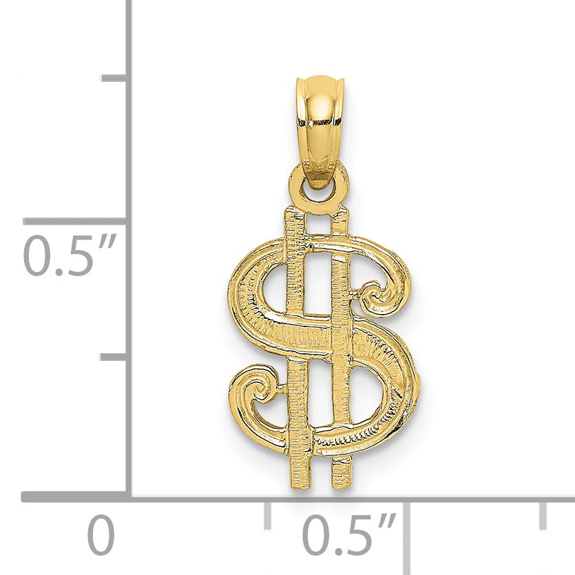 Dije de Signo de Dólar en Oro Amarillo de 10k