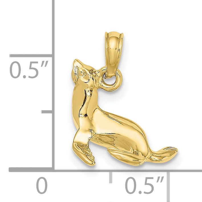 Dije de Sello 3D Pulido en Oro de 10k