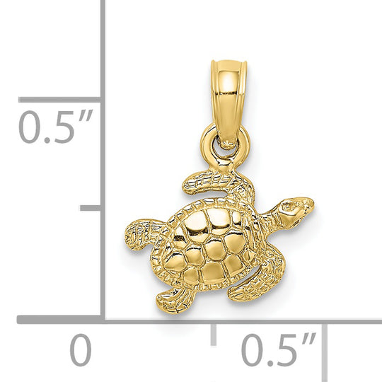 Colgante de Tortuga Marina Texturizada en Oro Amarillo de 10K