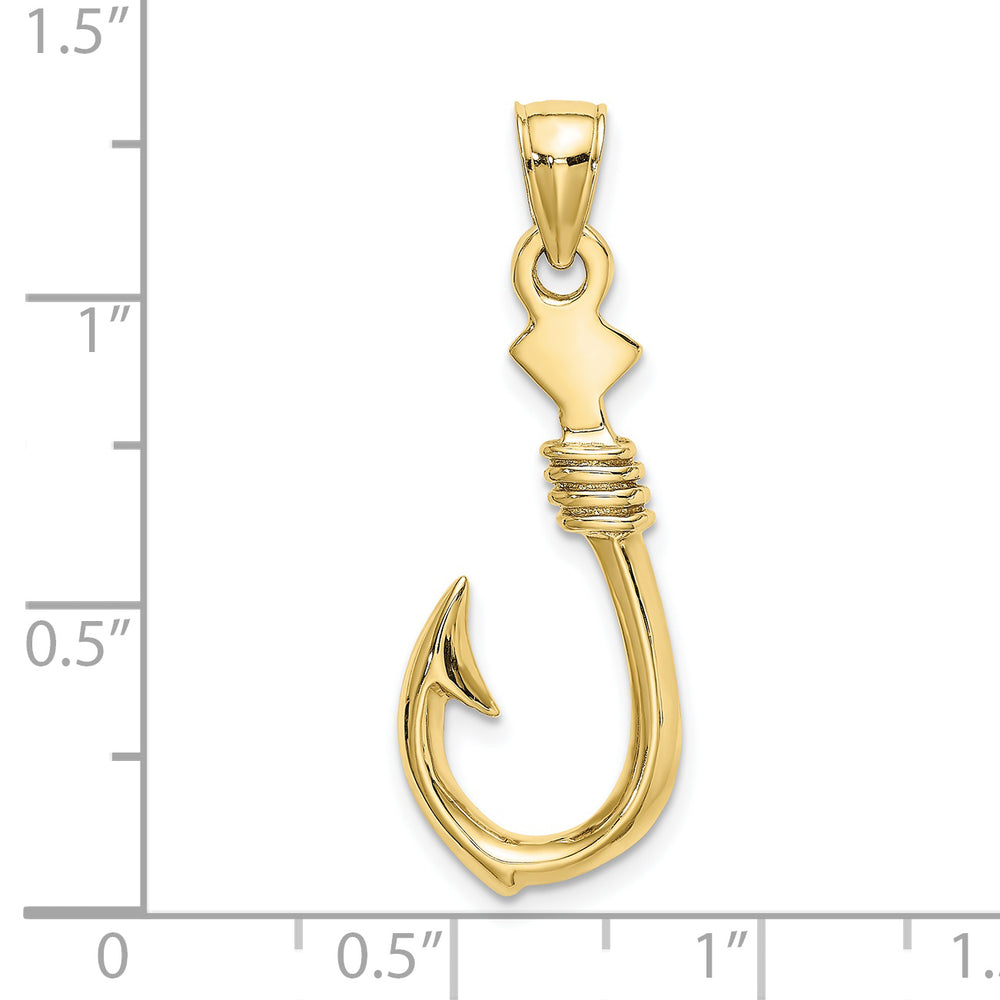 Colgante Grande de Anzuelo con Cuerda en Oro Amarillo de 10k 3D