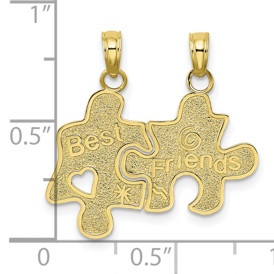 Dije de Piezas de Rompecabezas "BEST FRIENDS" en Oro Amarillo de 10k