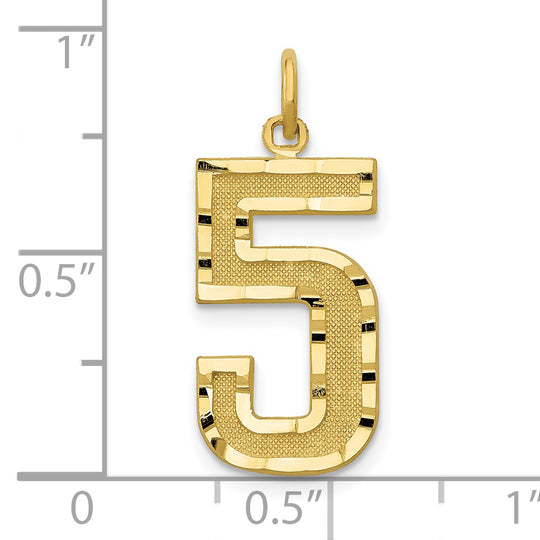 Dije Número 5 con Talla de Diamante Grande en Oro de 10 k