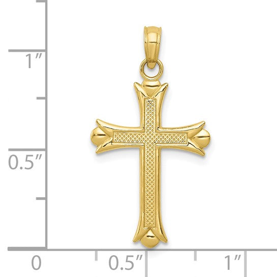 Colgante de Cruz Fleur De Lis en Oro Amarillo de 10k