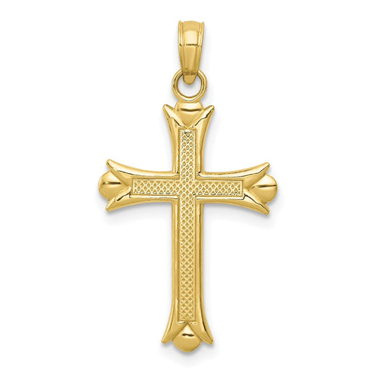 Colgante de Cruz Fleur De Lis en Oro Amarillo de 10k